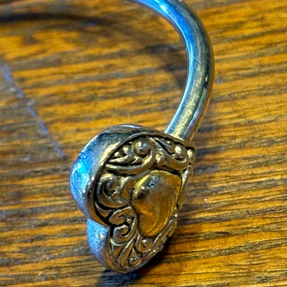 7.5" Silver and Gold Tone Heart Cuff Bracelet - Picture 9 of 9